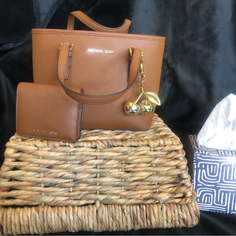 Michael Kors Tan Leather Tote with Gold Accents